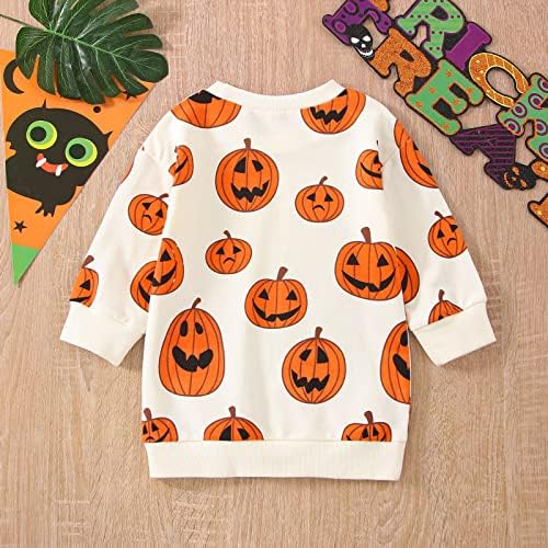 Criança bebê Halloween Roupa menina menina Moleteira de abóbora Crewneck Sweater Sweater de manga comprida camisa de outono