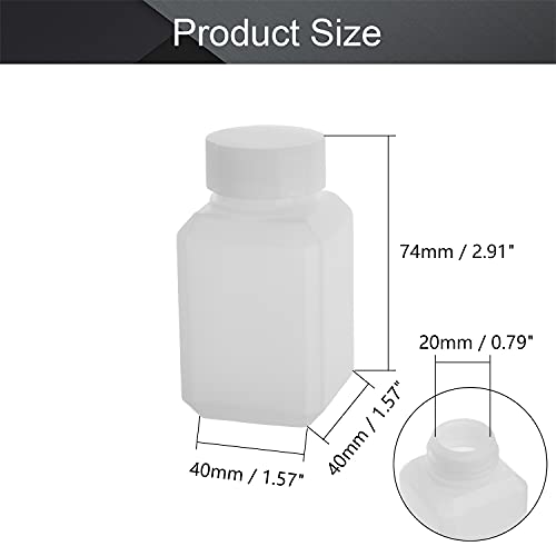 Othmro Plastic Lab Chemical Reagent Bottle, 60 ml de amostra de boca larga vedação líquida/armazenamento sólido garrafas translúcidas, 3pcs brancos