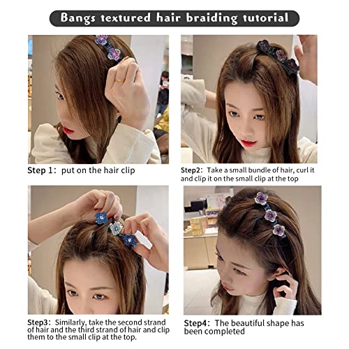 Novos clipes de cabelo trançados para mulheres, faixas de cabelo de tecido de cetim com clipes, clipe de cabelo com trevo