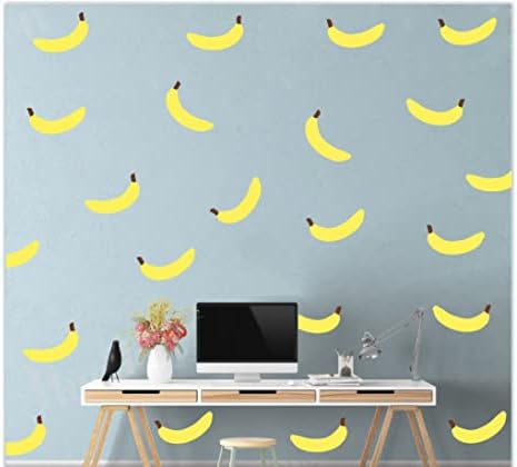 64pcs de decalques de parede de bananas amarelas para crianças da sala de vinil arte de parede de vinil de vinil