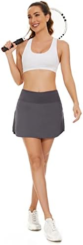 Saia de tênis plissada de cintura alta feminina Skorts leves de golfe com bolsos Treino de moda ativa interno shorts