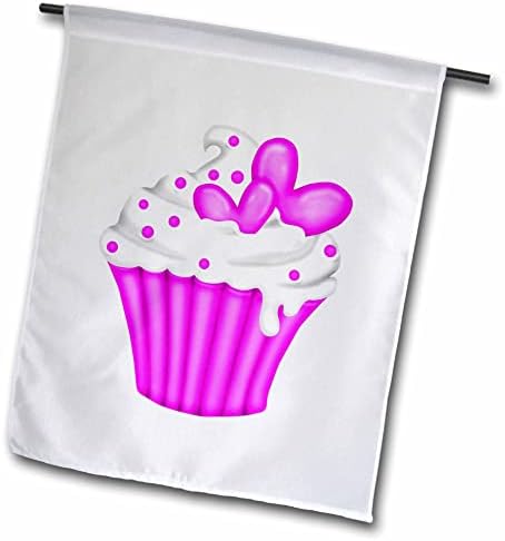 3drose fofo rosa e cupcake branco com corações ilustração - bandeiras