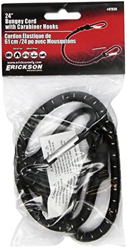 Erickson 07038 24 Cordão elástico com ganchos de carabiner, preto