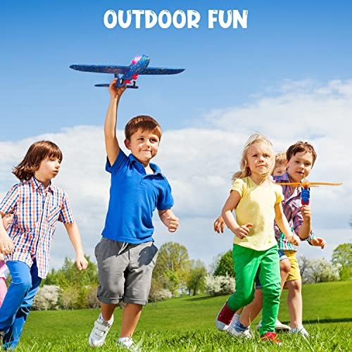 Toyfit 2 pacote liderado LED Lançador de brinquedos de lançadores de brinquedos, jogando planador de espuma Plano de catapulta, brinquedos de jogos voadores ao ar livre para crianças, presentes de aniversário para meninos meninas 3 4 5 6 7 anos