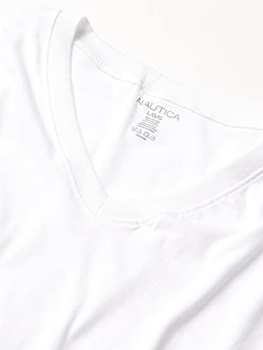 Camiseta de decote em v algodão de algodão de 4 pacote de náutica masculino