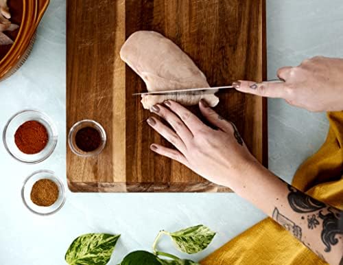 Dura Living forjou faca Santoku de 7 polegadas - Faca de corte de corte de cozinha nítida, faca de cozinha de aço inoxidável profissional de alto carbono para carne, legumes e frutas, cinza