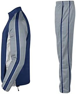 Califh Impex Men's Tracksuit Athletic Sports Casual Full Zipper Gym Runging Sweatshits Grey/Blue