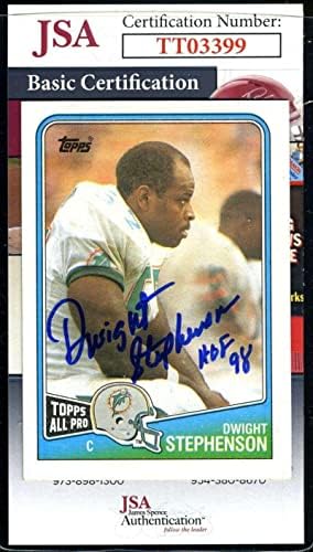 Dwight Stephenson JSA COA assinou 1988 Topps Autograph - Cartões de futebol autografados da NFL
