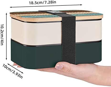 Caixa de bento de almoço de tábua de madeira rústica com alça ajustável atualizada, recipiente de alimentos à prova de
