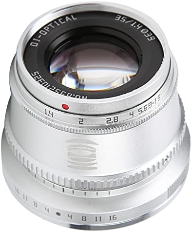 01 02 015 35mm F1.4 Lente, APS C Lens CNC Processo de prata para câmera A6000 para câmera A5000 para câmera A5100