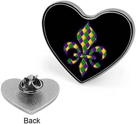 Mardi Gras Fleur de Lis Heart Broche Pin Citada de artesanato de lapela fofa para acessórios para figurinos