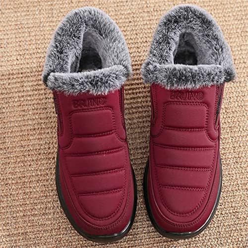 Mulheres Botas de neve Botas de boots de calcanhar calcanhar sapatos casuais femininos em pelúcia térmica deslize botas de mulheres