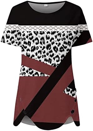 2023 Tops de verão para mulheres cortadas irregulares camisetas de bainha geométrica túnica colorida de túnica de manga