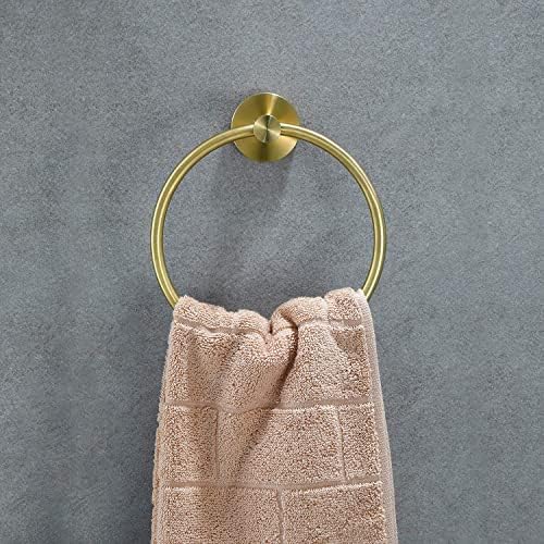 Verificador de marca Ushower 5 pcs hardware de banheiro e anel de toalha, conjunto de combinações de papel higiênico, ouro escovado