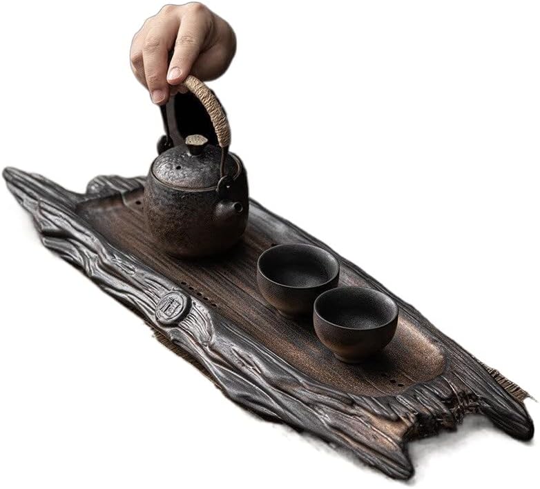 Gada de grés criativa retro Bandeja de bolha seca cerâmica Pequena mesa de café imitação bandeja de chá de madeira morta Bandeja