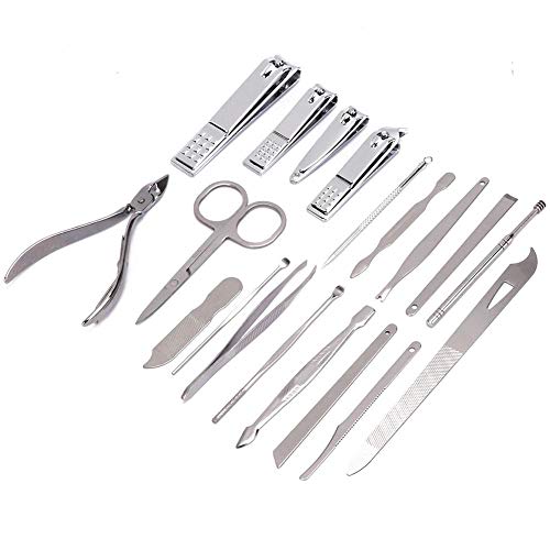 19pcs kit de ferramentas de cuidados com cutículas de aço inoxidável, ferramentas de manicure definir ferramentas