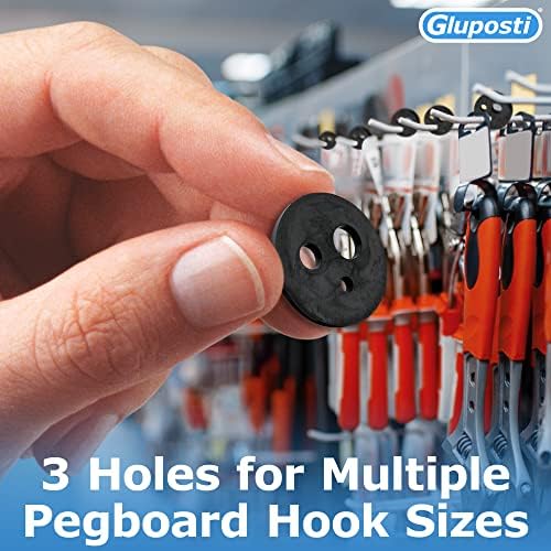 Gluposti Peg Hook Stoppers para ganchos de 1/4 de pegboard e ganchos de slatwall, clipes de controle de inventário de borracha pretos