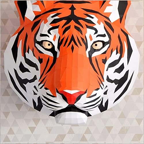 WLL-DP Simulação Tigre Formato da cabeça Diy Modelo de papel escultura criativa decoração de parede criativa Troféu