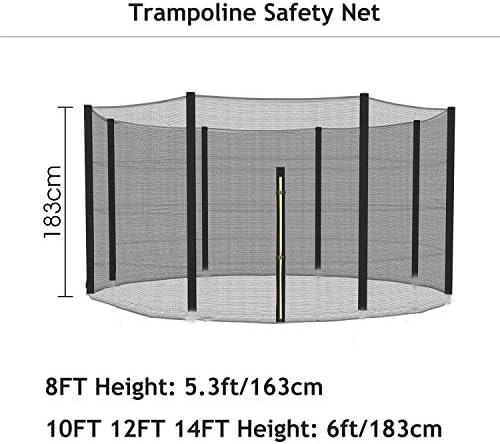 Zoyemone Trampoline 10ft 12ft 14ft Substituição de segurança Rede de segurança para pólos retos de 6/8 trampolins