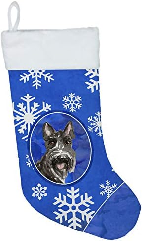 Tesouros de Caroline CK3903CS Scottish Terrier Winter Snowflakes Snow Christmas, lareira pendurando meias de Natal decoração de
