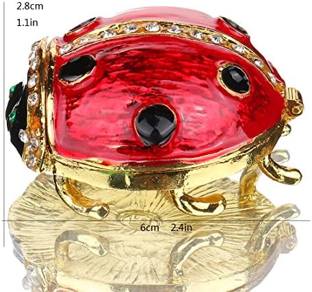 Yu Fenn Feng Ladybug Flightine Box Crystals Hingled Jóias pequenas caixas de jóias de animais bonitas colecionáveis