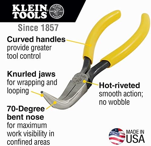 Klein Tools D302-6 Alicates de nariz de agulha, cortadores laterais de nariz comprido, alicate de jacarés com alça curva, 6-1/2 polegadas