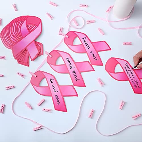 Grandes fitas de doação de doação de fita rosa 2 peças Banco de conscientização do câncer de mama Planetas de madeira rosa