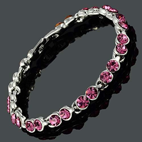 Play Pailin Mulheres Austríaco Cristal Pink Sapphire Tennis Bracelet