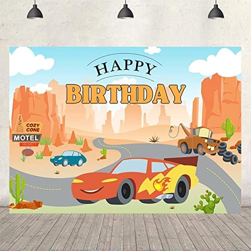Caso -cenário de carros de 5x3 pés Ticuenico para festa de aniversário Desert Cactus Cactus Race Party Decoração Background
