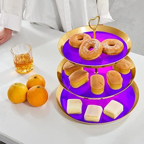 Padrão de abstacto Placa de frutas de bolo de três camadas para sobremesas bolos de bolos de doces Buffet Stand para festa de casamento em casa Servindo prato