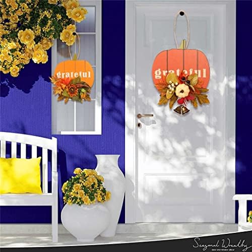 Zhyh Autumn Wreath Wall Soliving Simulação Maple Leaf Color Placa de porta de Natal Pingente de Halloween grinalda