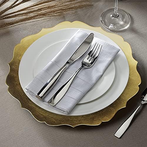 American Atelier Charger Plate | Conjunto de 8 | 13 polegadas | Borda recortada | Placa de serviço de melamina | Perfeito para eventos de luxo, jantares, casamentos ou catering | Ouro