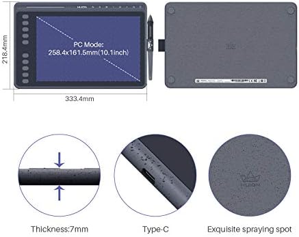 Huion HS611 Praphics Desenho Tablet Android Suporte com 8 Chaves multimídia STYLUS sem bateria 8192 Sensibilidade de pressão Tilt 10 Teclas de prensa para arte iniciante-10inch