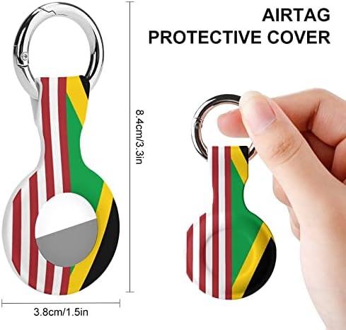 Caixa de silicone impressa na bandeira jamaicana da Fiag para airtags com o chaveiro de tag -tag de tag de tag de techain tag rastreador