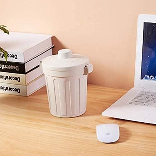 WXXGY lixo lata de lixo pode lixo de lixo mini cesto de resíduos girando com tampa para o escritório em casa mesa de estar mesa/branco bege branco