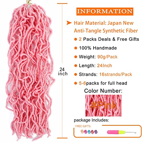 Cabelo de crochê de crochê de Locs Novo, 24 polegadas 6 pacotes, Faux Locs Hair de crochê Pré -enrolada estilo nó