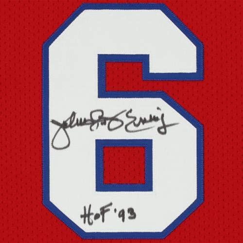 Julius Erving autografou a Philadelphia 76ers Mitchell e Ness Authentic Jersey com inscrição HOF 93 - camisas da NBA