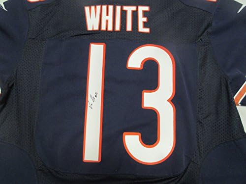 Kevin White autografou a camisa de Chicago Bears com a imagem de prova de Kevin assinando para nós, Chicago Bears, West Virginia Mountaineers, Top Prospect, 2015 NFL Draft