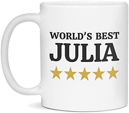 Melhor caneca Julia do mundo, cinco estrelas, presente, branca de 11 onças