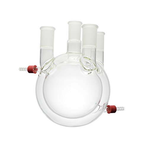Jaqueta de laboratório de proglass quatro pescoços balão de fundo redondo 24/40, conectores removíveis