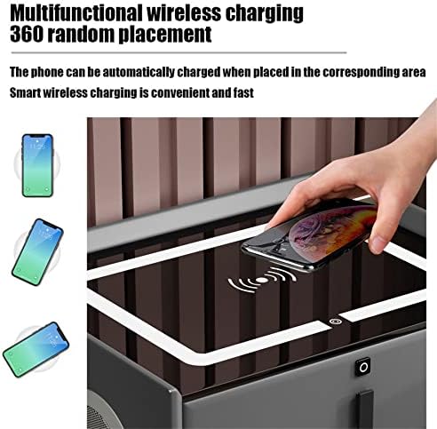 Mesa de cabeceira com WlyMQFC com carregamento sem fio e estação de carregamento USB, mesa de cabeceira com gaveta