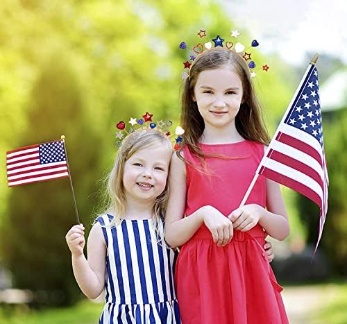 Bandeira da bandeira americana para mulheres meninas 4 de julho Estrela da cabeça vermelha Branca branca Banda de cabelo