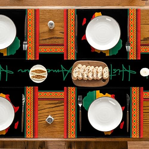 Modo ARTOID Black Tribal Juneteenth Placemats Conjunto de 4, 12x18 polegadas Kwanzaa TATS de mesa para a decoração