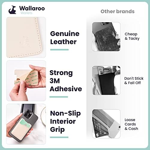 Porta de cartão de telefonia de couro premium - stick na carteira para smartphones para iPhone e Android - estilo minimalista com revestimento não deslizante