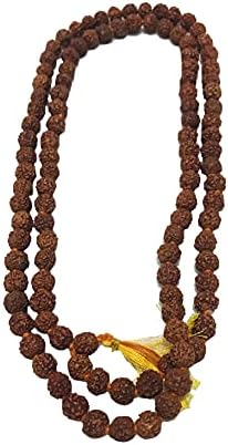 Rudraksh mala himalaia rudraksha sementes religiosas para usar e japa mala 6 mm 5 mukhi mala, 108 contas mala rosary manuada