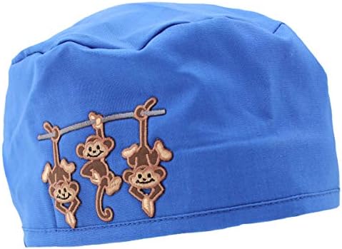 Royal Blue 3 Fun Monkeys Medical Scrub Cap Hat