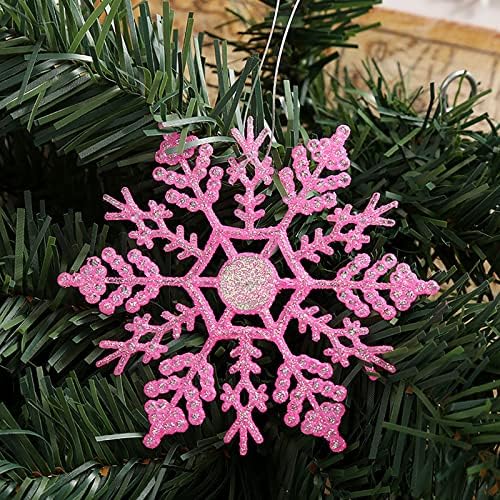 Ihtha 12pcs Plástico Christmas Glitter Snowflake Ornamentos