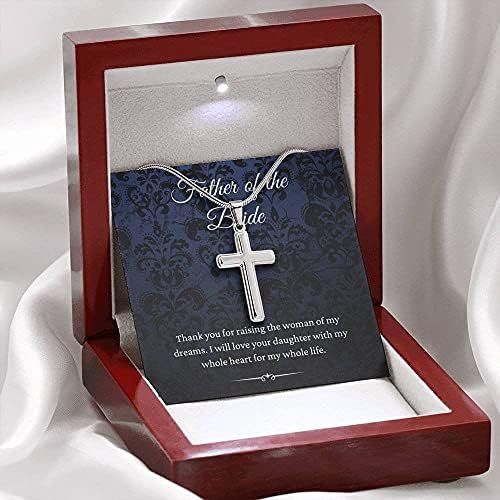 Presente de jóias personalizadas - colar cruzado, pai do presente da noiva do noivo para o pai da noiva presente de Son slow to Datury,