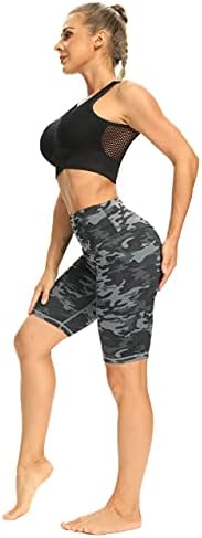 JJUQ 8 /5 shorts de motoqueiros mulheres com cintura alta ginástica Yoga Running Standex shorts para mulheres com 1 bolso