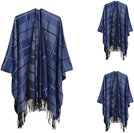 Shawls de mantas femininos envolvem o clássico de inverno estampado aberto do cardigã frontal com canela manta de capa com capa